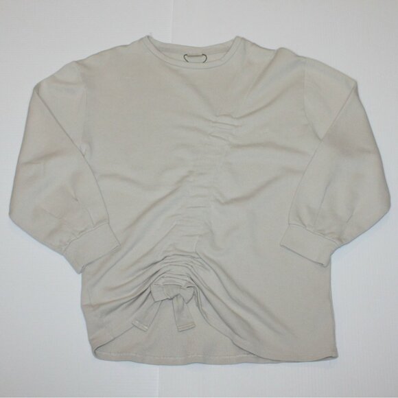 Zara Collection Girl's Light Gray Sweatshirt Top with Cinched Bow size 11-12 NWT - Picture 1 of 2